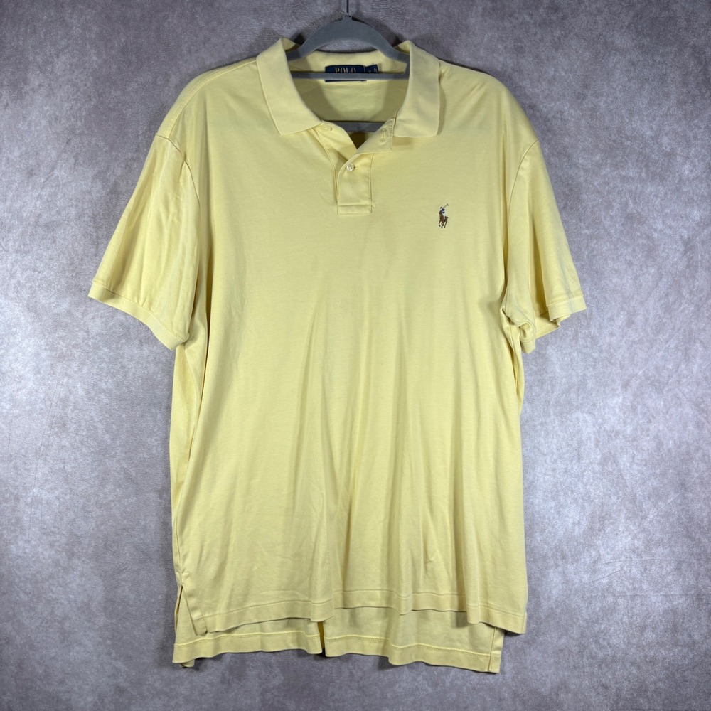 Polo Ralph Lauren Polo Mens XL Yellow Classic Fit Short Sleeve Cotton‎ Preppy